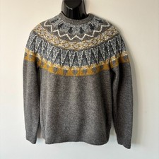 Marks & Spencer Fair Isle Jumper Size M Grey Sweater Nordic Scandi Christmas