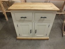 SHABBY CHIC PAINTED 2 DOOR SIDEBOARD CABINET HAND MADE DISTRESSED ROUGH SAWN