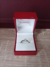 H Samuel White Platinum With Sparkling Diamond Ring Box Receipt Highest Quality
