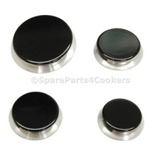 RANGEMASTER Genuine Hob Burners and Caps Set of Four 1 Large, 2 Medium & 1 Small