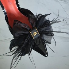 2 Feathered Bows Shoes Detail Christmas Party Decor Clip-on Weddings