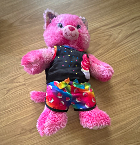 Pink plush cat - pink, animal