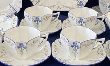 Shelley Blue Iris Queen Anne Cup Saucer Side Plates  11561
