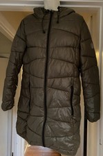 Khaki green padded Coat Hood DKNY size L 42” Chest packable