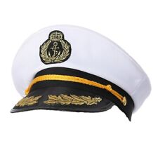 Deluxe Sailor Hat Captain Navy Accessory Costume Naval Officer Marine UK