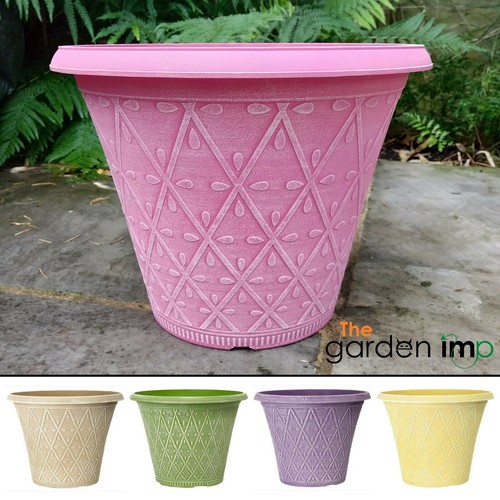 Plastic round garden plant pot - plastic,