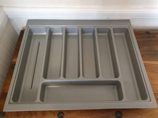 Large Grey Plastic Cutlery Drawer Tray Organiser - 7 sections