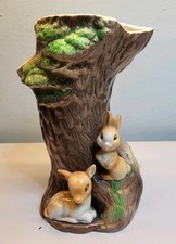 Royal Hornsea Pottery Vintage Fauna Buddies Vase Rabbit Deer Design