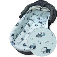 Deluxe Cotton Carrycot Liner Plush Padded Pram Insert for Gondola Grey Excavator