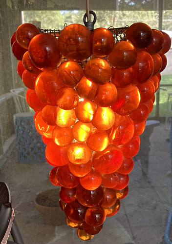 Amber glass bubble grapes - glass,