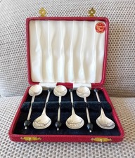 Set Of 6 Tea Spoons  Art Deco EPNS Silver Plated ByYeoman Plate In Original Case