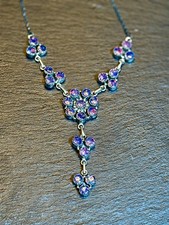 Black opal lariat Nevklace 925