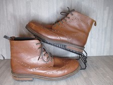Morley Boots Mens UK 10 Tan Leather Heavy Brogue Ankle Boots EU 44 Lace Up