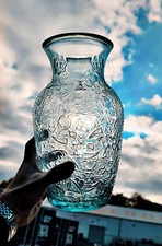 Large Pressed Green Art Glass