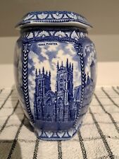 Antique Blue Maling Ware Cathedrals  Ringtons Tea Caddy C1929  Excellent 