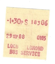 Bus Ticket   Loch Lomond Bus Service Almex