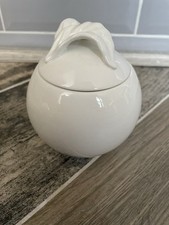 VILLEROY & BOCH FOGLIA WHITE LIDDED SUGAR PRESERVE BOWL BASIN DISH MINT COND.