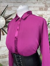 Shiny Satin Trim Secretary Blouse Sissy Mistress 16 46” Bust TV Governess Prim