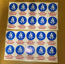 20 BUS MINIBUS COACH TAXI SELF STICK FASTEN SEAT BELT STICKERS