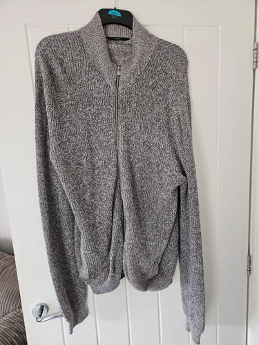 Mens grey knit zip cardigan - grey,