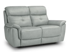 Oak Furnitureland IVER 2 Seater Electric Recliner Sofa, Light Grey, Leather