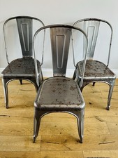 Metal Dining Chair Stackable Industrial Vintage Bistro Kitchen Garden Cafe Chair