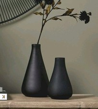 Black Glass Conical Vase for Bud or Flower Stem Modern Ornament Choose Size