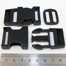Black Delrin Plastic Side Release  ,SLIDER,LOOP,D RING PLASTIC CLIP FOR WEBBING