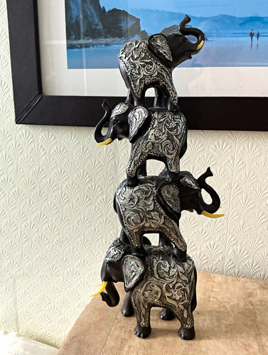 Ornate stacked elephant resin - ornate,