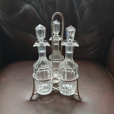 Antique Cruet Stand & Decanters Original & Complete Goldsmiths & Silversmiths
