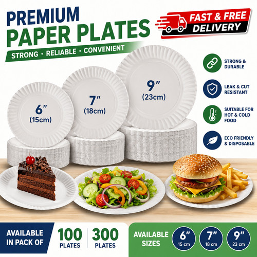 Paper plates white disposable - white,