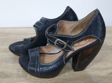 Feud London Women's Black Leather Open Toe Platform Heel Shoes UK 6, EUR 39