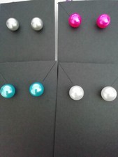 Pearl 12mm round stud earrings (for pierced ears) - lots of colours to choose