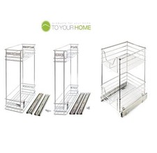 2 Tier Double Pull Out Kitchen Cabinet Wire Basket Storage Larder 150 200 400mm
