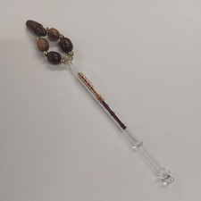 Vintage Glass Lace Bobbin with Teak Bobbins Inside
