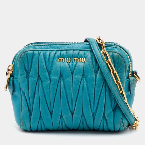 Miu blue matelasse leather - miu,