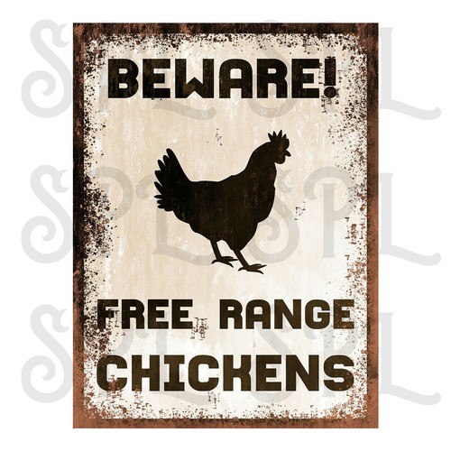 Beware chickens retro replica - chickens,