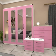 4 Door Mirrored Wardrobe Set