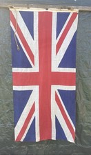 Vintage Union Jack Flag 6' Woven Cotton Wooden Head Stick Inglefield Clips VGC