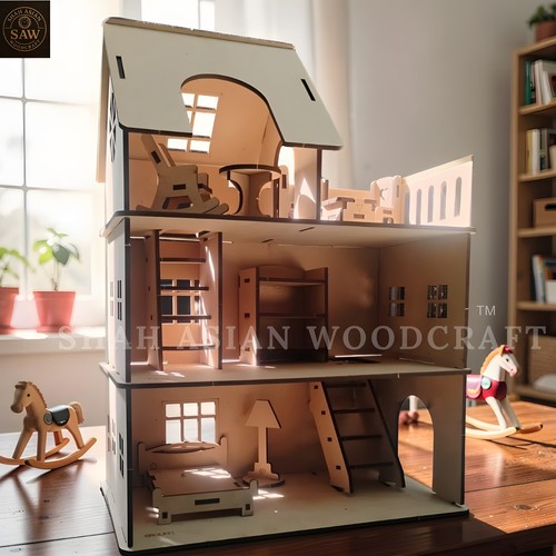 Wooden dollhouse plywood - wooden, diy