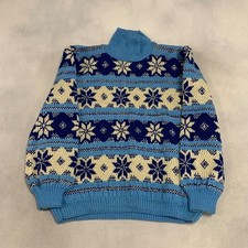 Vintage Knitted Jumper Fair Isle Patterned Chunky Knit Sweater Women's M (12-14)