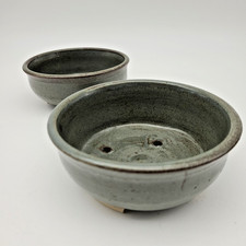 2 x Vintage Small Green Glazed