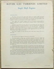 ROVER GAS TURBINES 1S/60 & 1S/90 Single Shaft Engines Leaflet 1966 #SP104