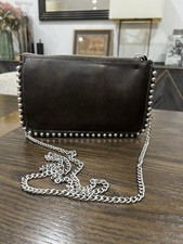 Zara Dark Brown Clutch Shoulder Bag With Studs