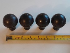 Vintage 1930s Bakerlite Internal Round Door Knob Handles. Two Pairs.