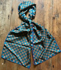 MENS Macclesfield Silk Medallion Long Scarf 175cm x 32cm Hand Rolled Edge TEAL