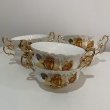Vintage Royal Imperial Soup Bowls x 6 Brown Yellow Roses Bone China
