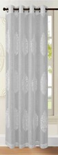 Ready Made Eyelet Ring Top Voile Net Curtain Flock Velvet Damask Single Panel