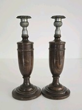 Pair of turned wood candle