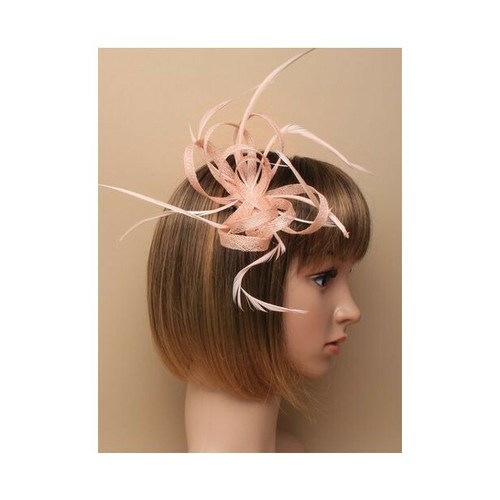 Nude hessian fascinator - , on